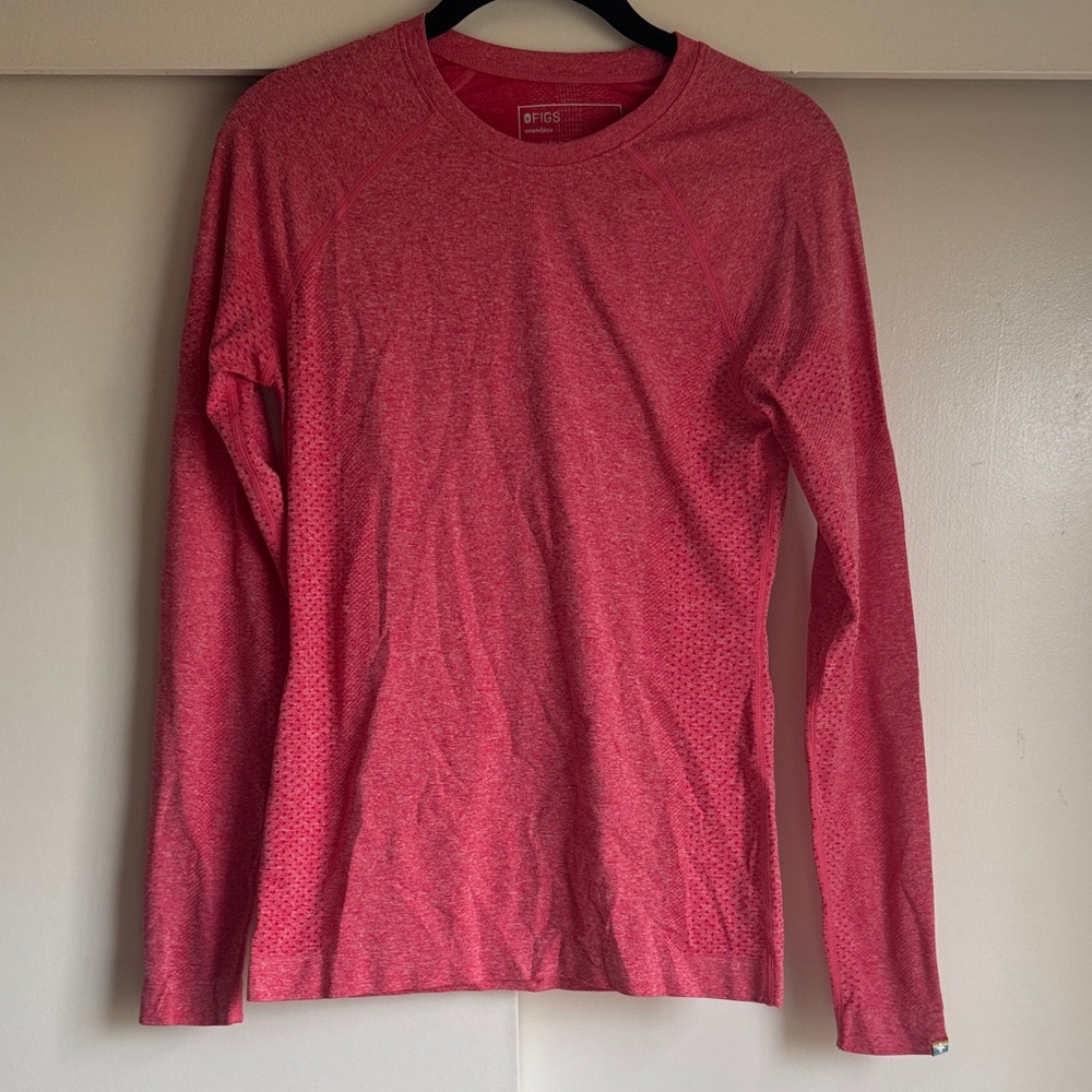 Figs Long Sleeve Small Seamless Red Top